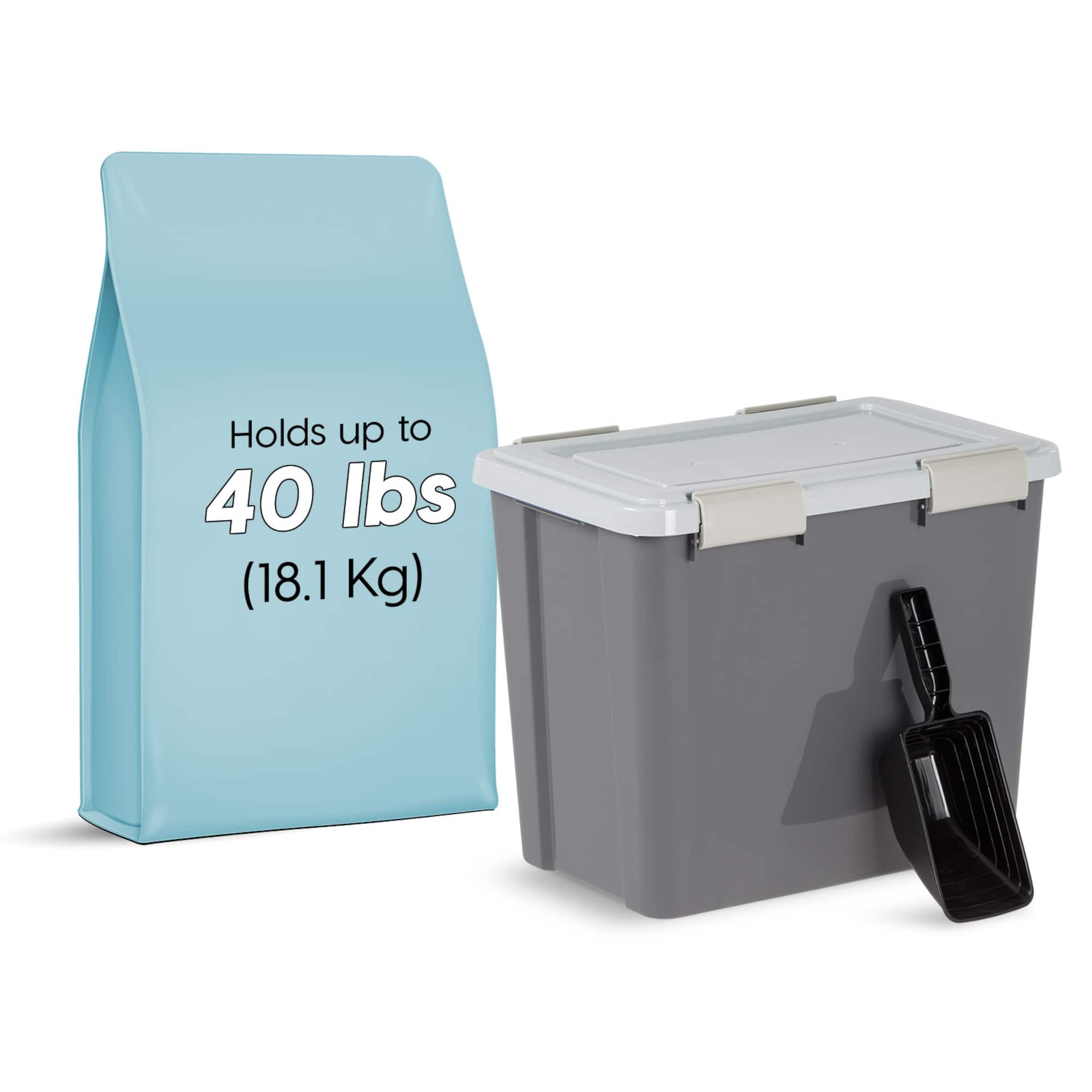 Iris® 30 lbs. Airtight Pet Food Container with Scoop, Gray
